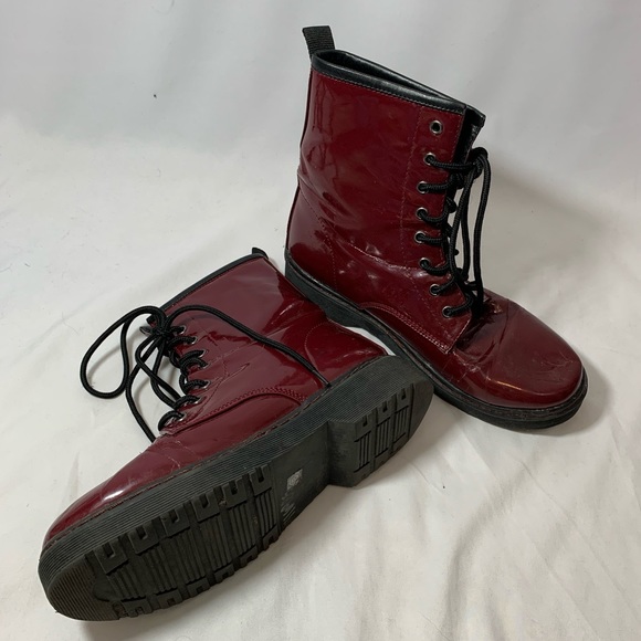 maroon combat boots